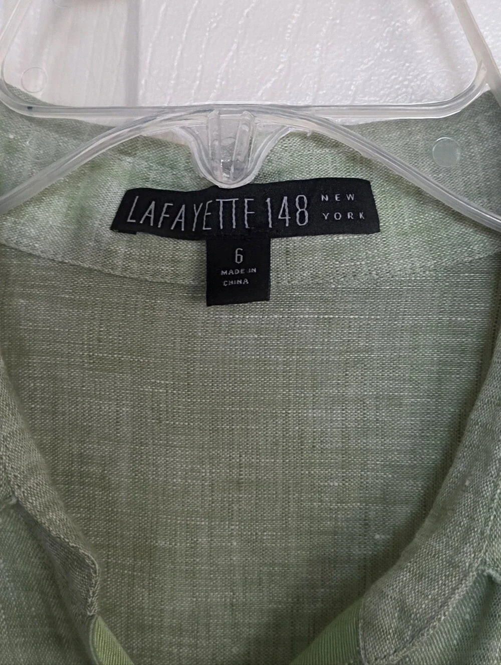 Lafayette 148 Lime Green Linen Long Sleeve Button Shirt 6 - Picture 5 of 9